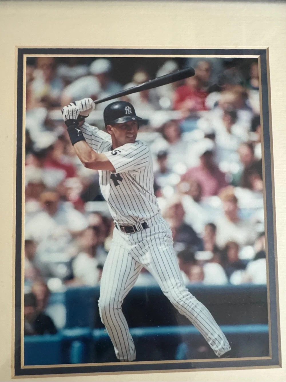Framed Photo of Yankees Player Derek Jeter in Black matted Frame